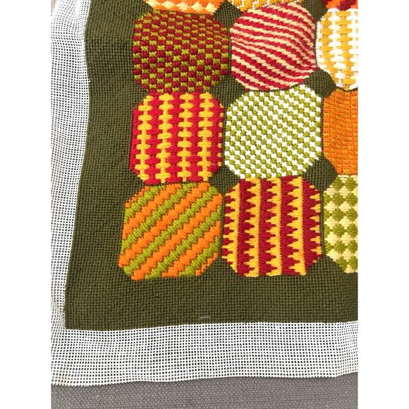 Vintage Embroidered Needlepoint Panel Cottagecore Retro Folk Textile ArtXL - Picture 3 of 6